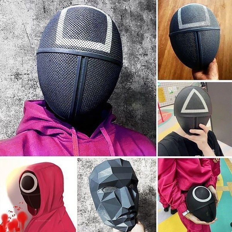 DHL TV Squid Game Cosplay Mask Black Square Circle Triangle Halloween Christmas Masks Full Face Unisex Adult Costume Prop Party Plastic Props Wholesale 2022
